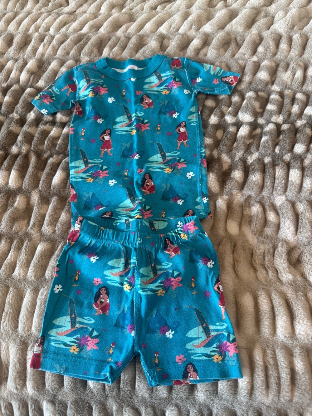 Hanna Andersson Teal Tropical Character Short Pajama Set
